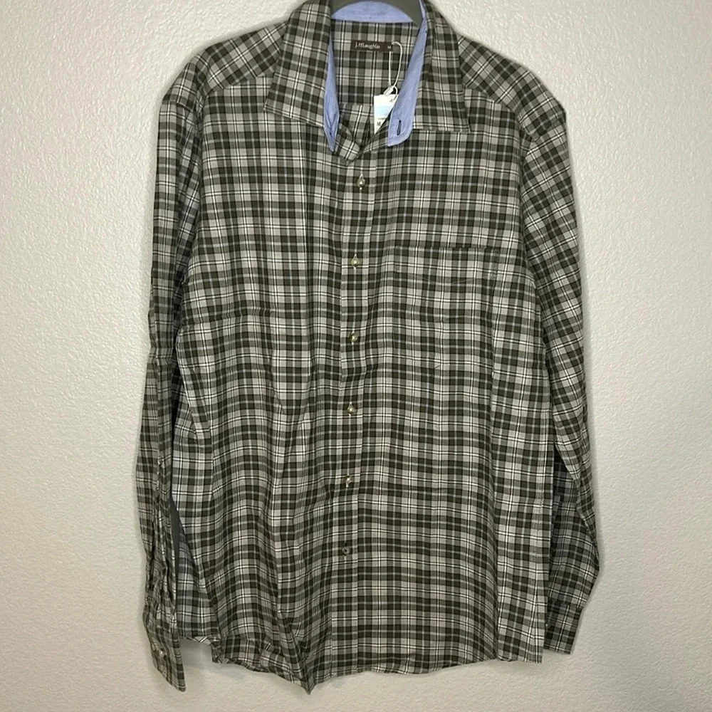 J.McLaughlin NWT men’s brushed cotton gramercy window pane long sleeves Size‎ M